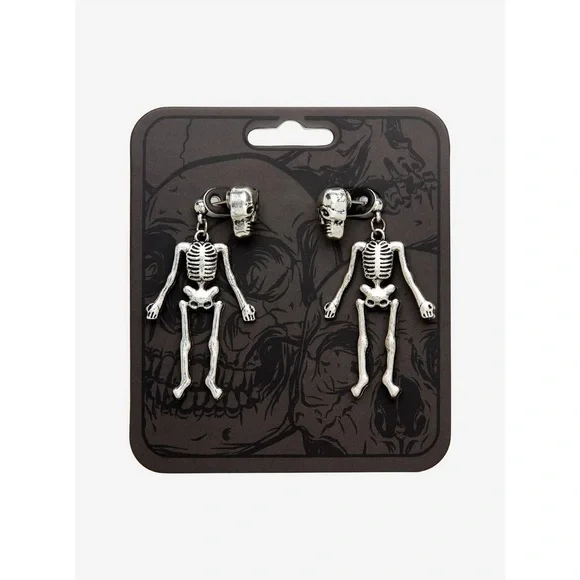 ⛔️ SOLD ⛔️ NWOT Hot Topic Silver Skeleton Dangle Earrings - Picture 2 of 5